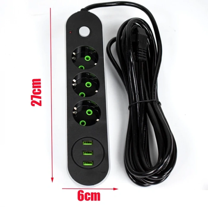 VipMarketim USB Yuvalı Üçlü Priz