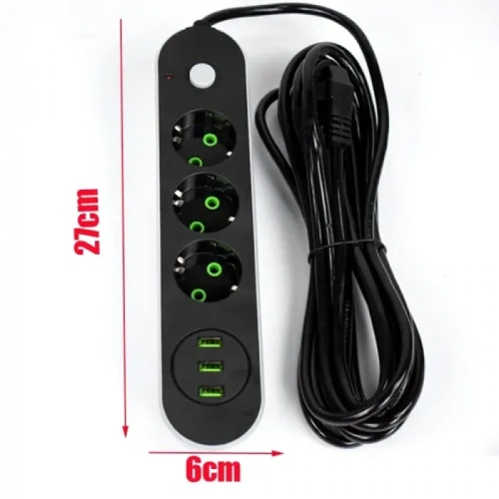 VipMarketim USB Yuvalı Üçlü Priz