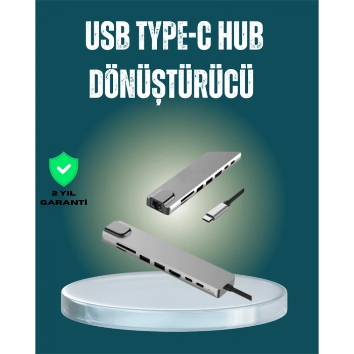 VipMarketim USB‑C Çoklu Bağlantı Merkezi – 5 Gbps 100‑240 V Sağlam Eloksal Tasarım