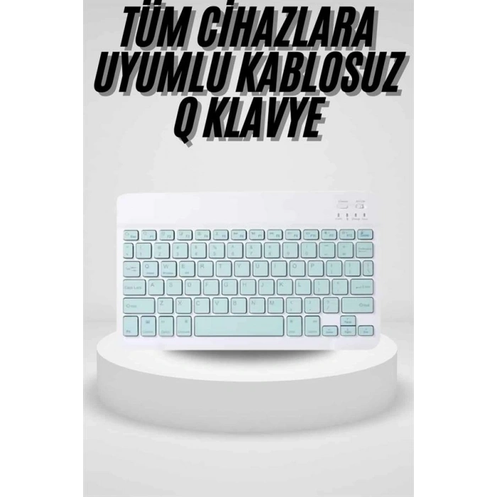 VipMarketim Uyumlu Kablosuz Bluetooth Şarj Edilebilir Mini Q Klavye