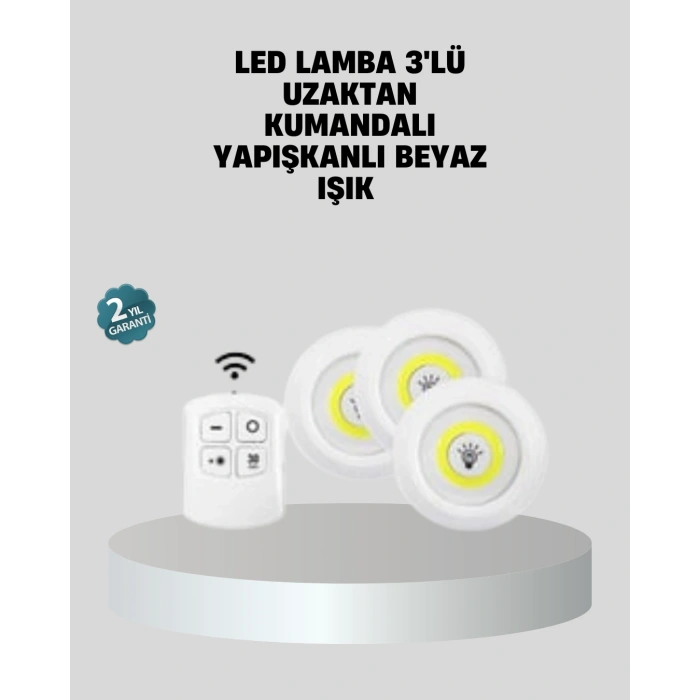 VipMarketim Uzaktan Kumandalı 3’lü Ayarlanabilir Spot LED Işık Seti