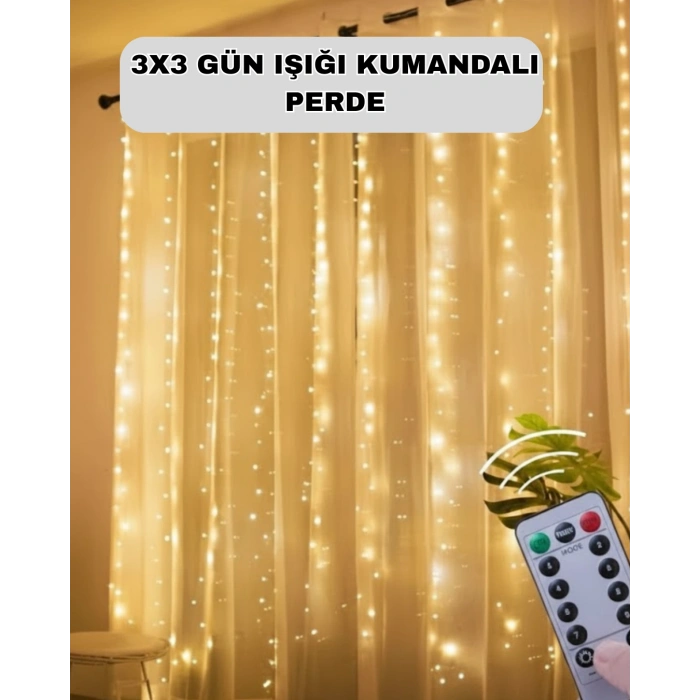 VipMarketim Uzaktan Kumandalı Perde Tipi Günışığı Peri Led Işık Dekorasyon
