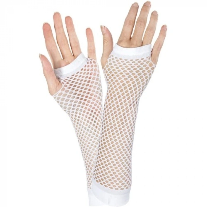 VipMarketim Uzun File Örgü Eldiven Beyaz Renk