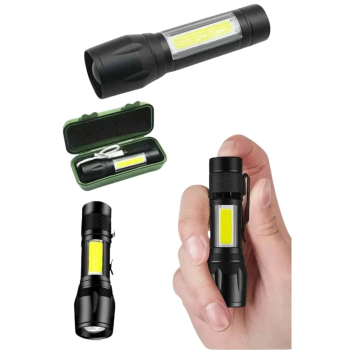 VipMarketim Uzun Menzilli Şarjlı El Feneri Uzun Ömürlü Led Işık Lamba