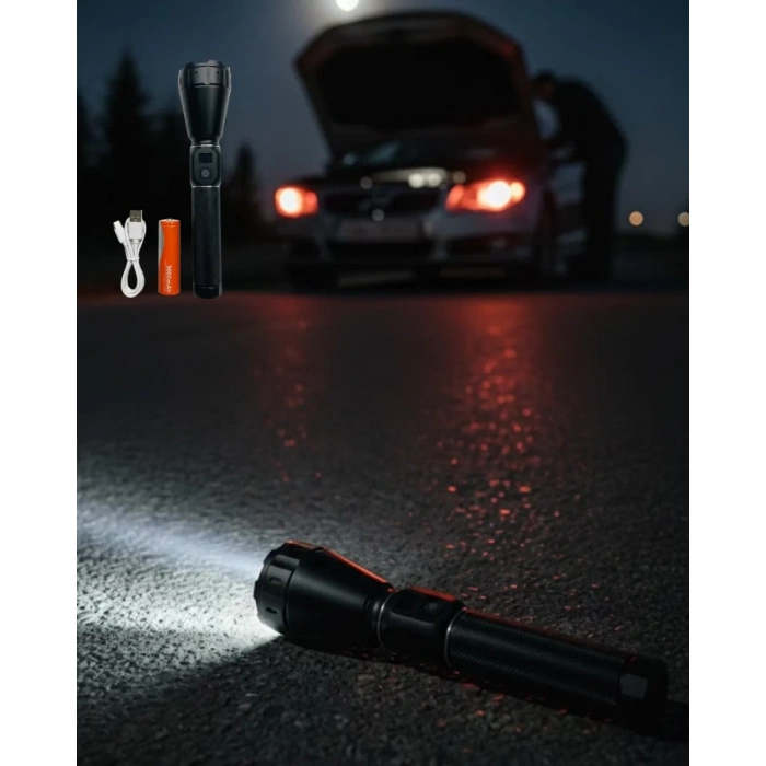 VipMarketim Uzun Ömürlü Bataryalı Şarjlı El Feneri Güçlü LED Aydınlatma