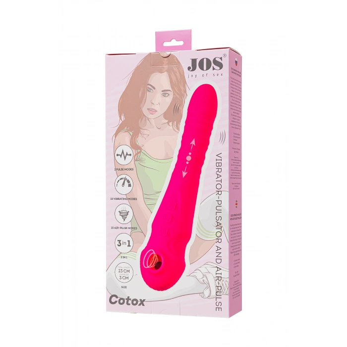 VipMarketim Vakum Uyarımlı Vibratör-pulsatör Jos Cotox, Silikon, Pembe, 23 Cm