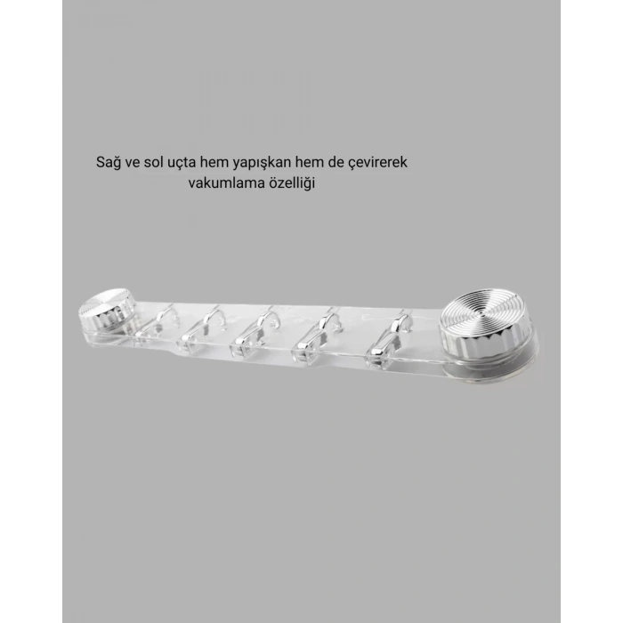 VipMarketim Vakumlu ve Yapışkanlı Mutfak Banyo Askılığı 5 Bölmeli Pratik Düzenleyici