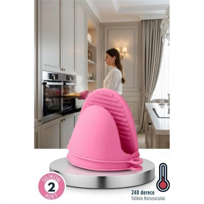 VipMarketim Valeria Serisi - Isıya Dayanıklı Lüks Silikon Parmak Ucu Tutacağı Fırın Eldiveni