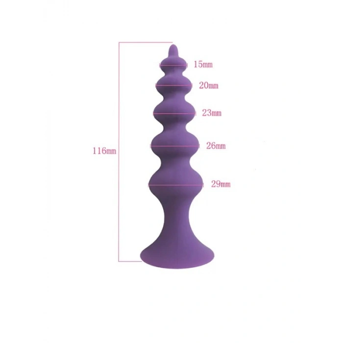 VipMarketim Vantuzlu Boğumlu Silikon Anal Plug Mor