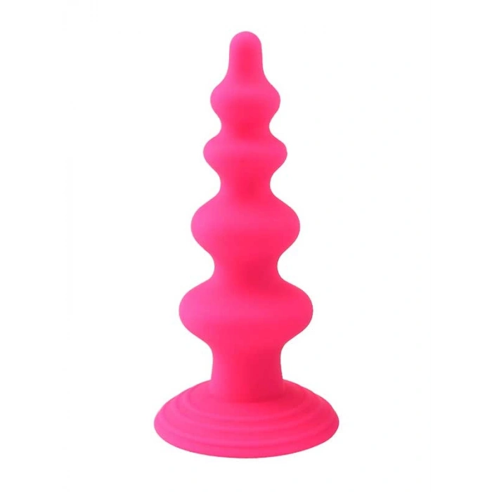 VipMarketim Vantuzlu Boğumlu Silikon Anal Plug Pembe
