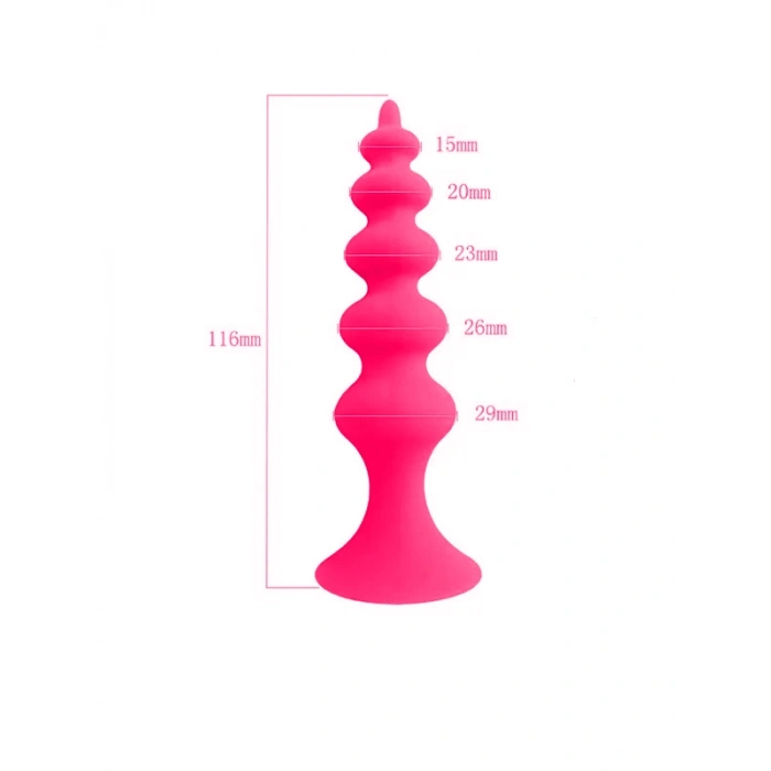 VipMarketim Vantuzlu Boğumlu Silikon Anal Plug Pembe