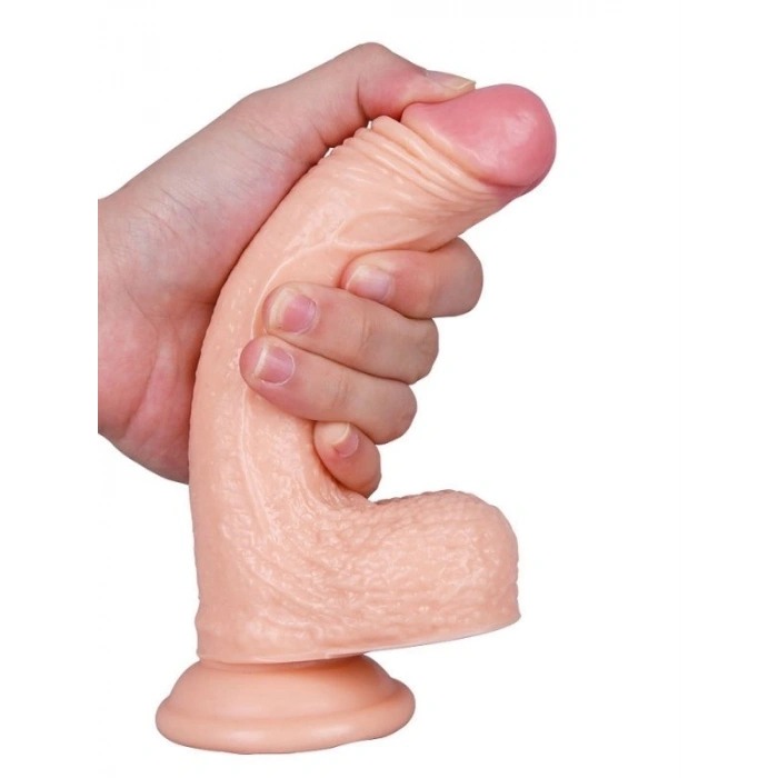 VipMarketim Vantuzlu Damarlı Testisli 18cm Gerçekçi Dildo