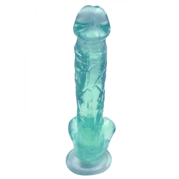 VipMarketim Vantuzlu Testisli Yeşil Jel Dildo 23cm