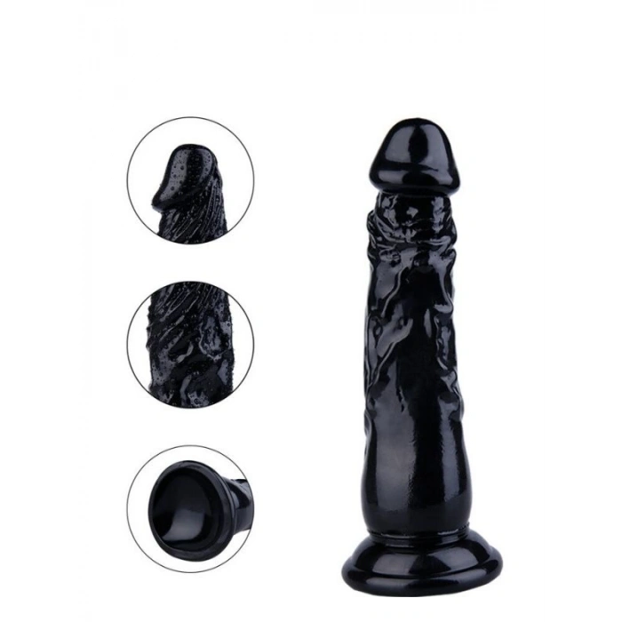 VipMarketim Vantuzlu Zenci Gerçekçi Siyah Dildo 20cm