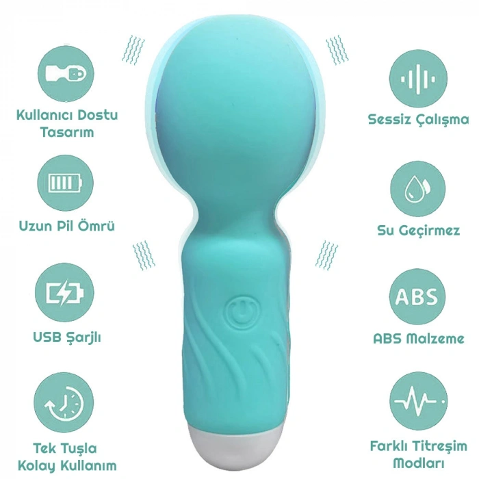 VipMarketim Vibex USB Şarjlı Mini Wand Vibratör