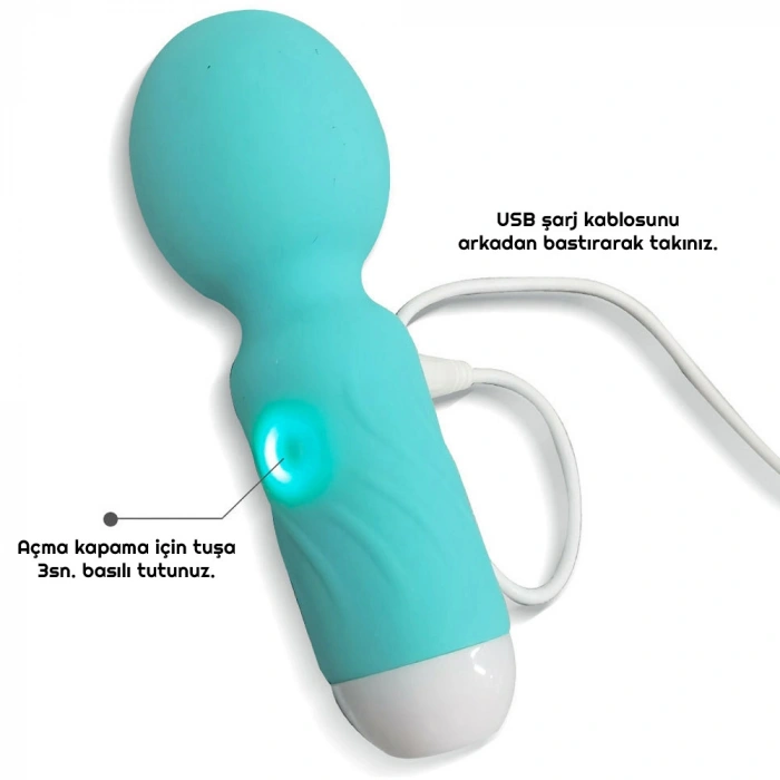 VipMarketim Vibex USB Şarjlı Mini Wand Vibratör