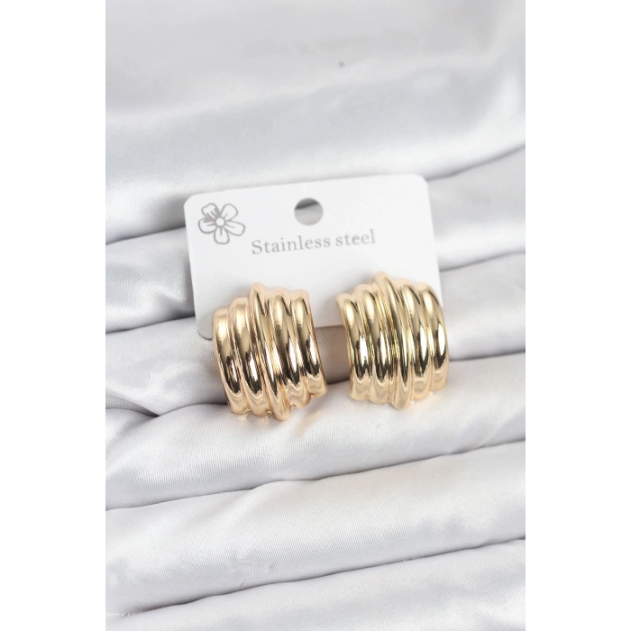 VipMarketim Vintage Model 316L Çelik Gold Renk Kadın Küpe 5886