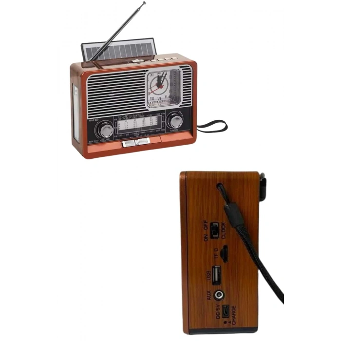 VipMarketim Vintage Nostaljik Radyo AUX USB SD Kart Girişli Şarjlı Bluetooth Bağlantılı