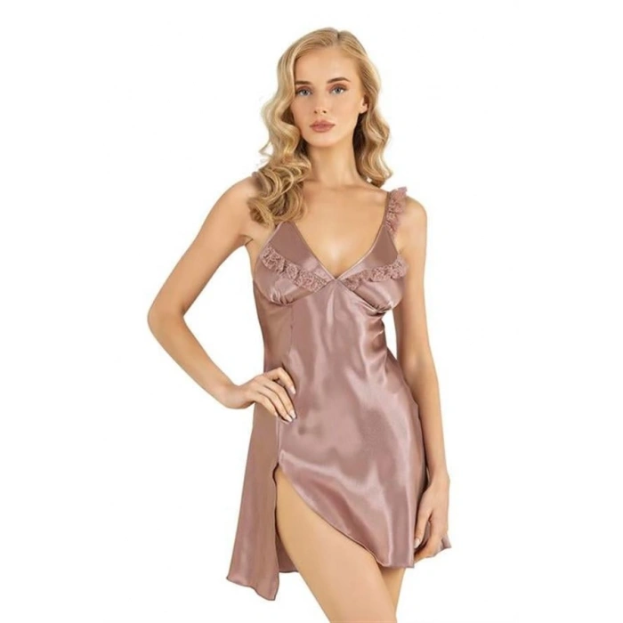 VipMarketim  Vizon Kısa Saten Gecelik 8237