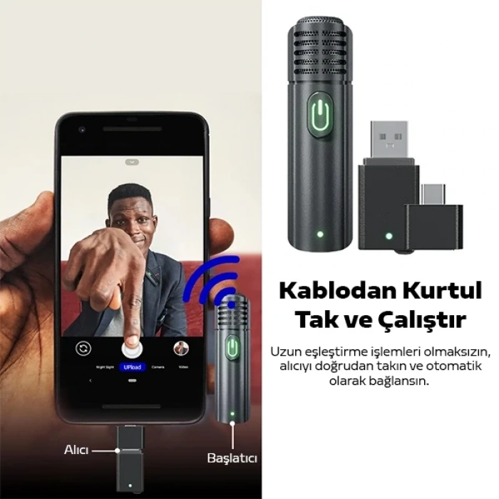 VipMarketim VUXBEEG UP30 2.4GHz Mini Kablosuz Yaka Mikrofonu Youtuber iOS Android-(5775)