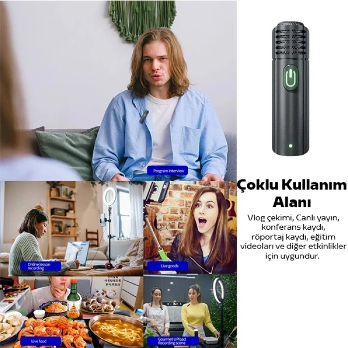 VipMarketim VUXBEEG UP30 2.4GHz Mini Kablosuz Yaka Mikrofonu Youtuber iOS Android-(5775)