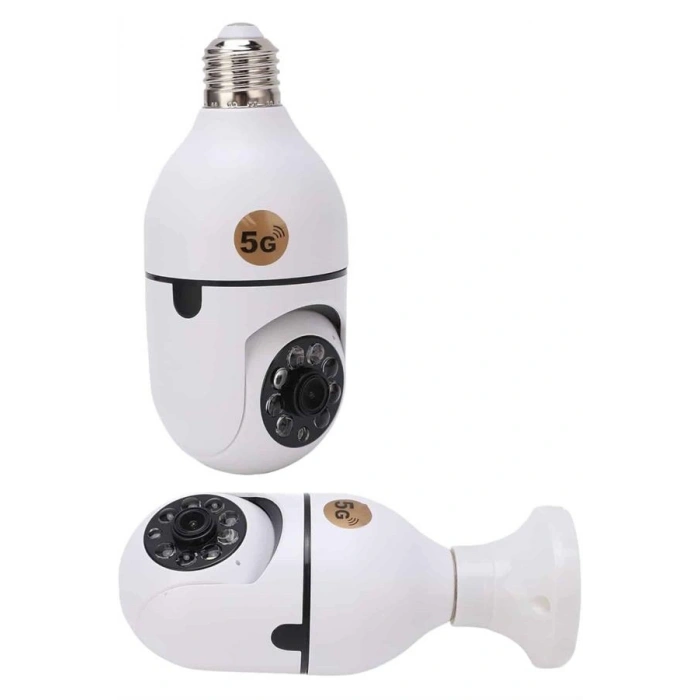 VipMarketim Wifi Güvenlik Kamerası 360 Derece Dönebilen Harekete Duyarlı Gece Görüşlü Ampul