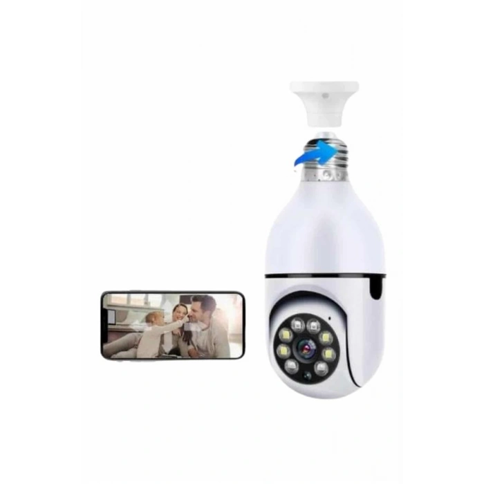 VipMarketim Wifi Güvenlik Kamerası Çift kameralı Ampule Takılabilir Sensörlü