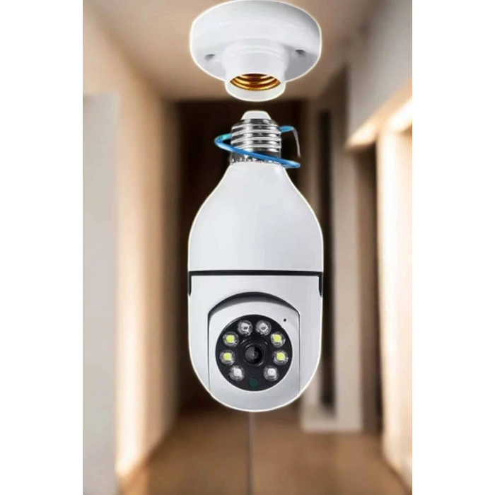 VipMarketim Wifi Kamera Duylu Ampul Görünümlü 360 Derece Dönebilen Ev Kamerası