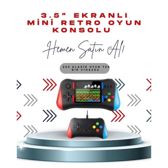 VipMarketim X7M Vintage 3.5 İnç 500’ü 1 Arada Klasik Oyun Konsolu