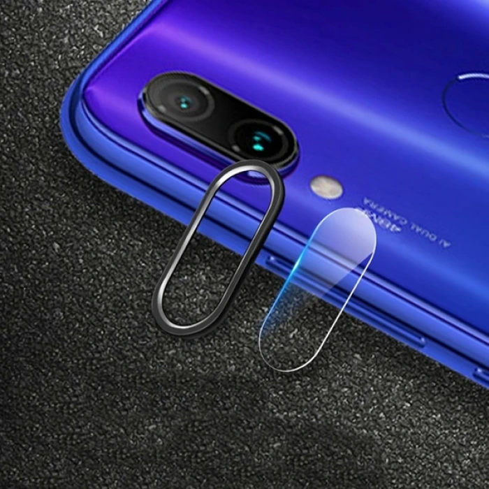 VipMarketim Xiaom Redmi Note 7 Kamera Koruma Metal Lens+ Kırılmaz Cam Set-(5775)