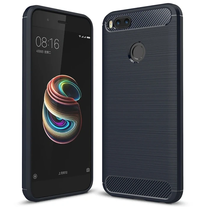 VipMarketim Xiaomi Mi 5x Dark Ultra Koruma Karbon Fiber Doku Silikon Kılıf-(5775)