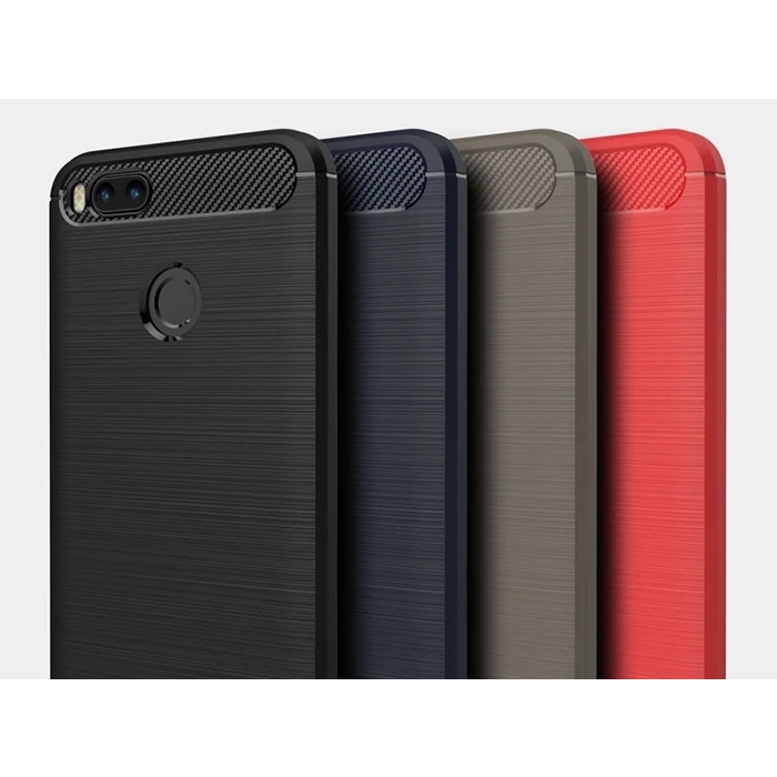 VipMarketim Xiaomi Mi 5x Dark Ultra Koruma Karbon Fiber Doku Silikon Kılıf-(5775)