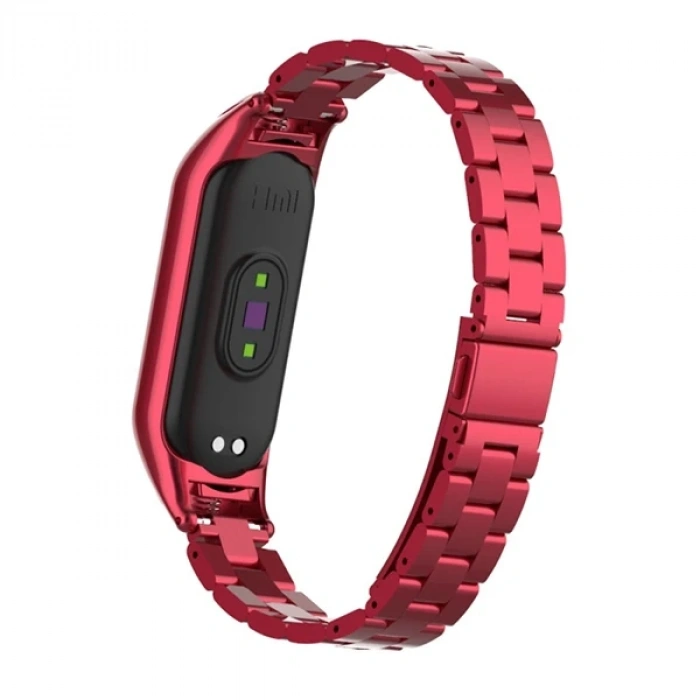 VipMarketim Xiaomi Mi Band 5 Stainless Steel 3 Bakla Çelik Kayış Kordon-(5775)