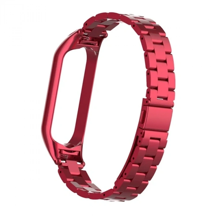 VipMarketim Xiaomi Mi Band 5 Stainless Steel 3 Bakla Çelik Kayış Kordon-(5775)