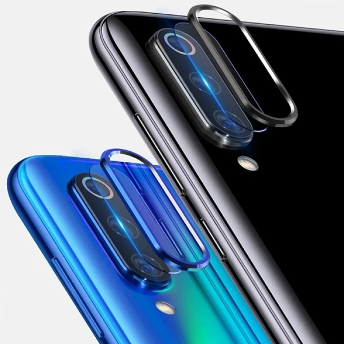 VipMarketim Xiaomi Mi CC9/CC9E/ Mi A3 Kamera Koruma Metal Lens+ Kırılmaz Cam Set-(5775)