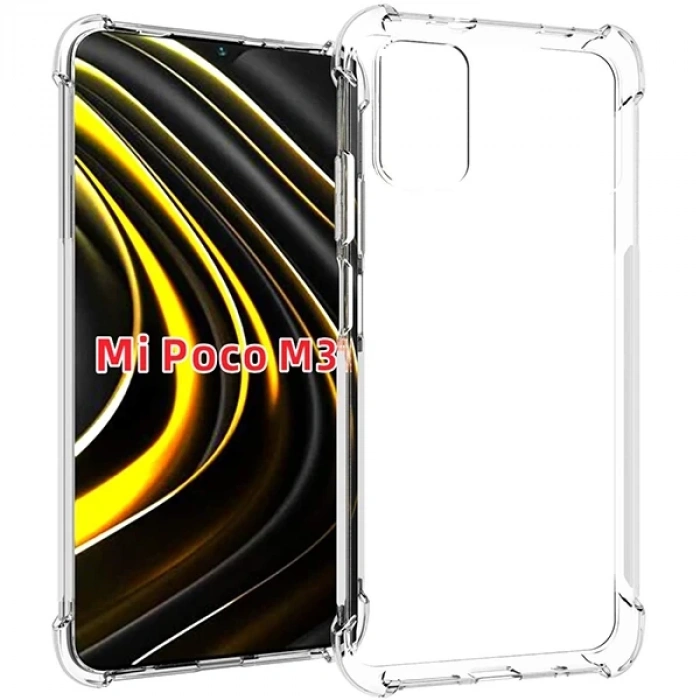 VipMarketim Xiaomi POCO M3 Kamera Korumalı Shockproof Darbe Emici Silikon Kılıf-(5775)