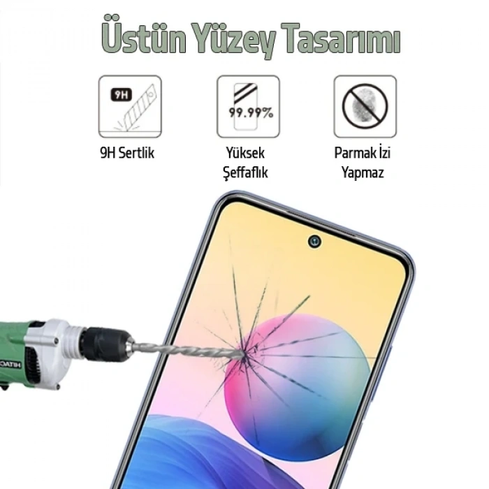 VipMarketim Xiaomi Redmi Note 10 Full Glue Full Kaplama Tempered Cam Ekran Koruyucu-(5775)