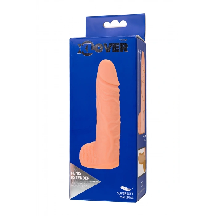 VipMarketim XLover Penis Uzatıcı Kılıf, Skrotum (Torba) Destekli, TPE Malzeme, Ten Rengi, 16 cm