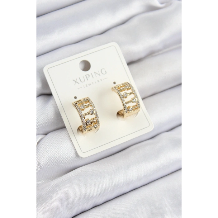 VipMarketim Xuping Zirkon Taşlı Çit Halka Model Gold Renk Kadın Küpe 5886