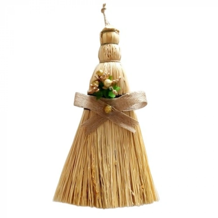 VipMarketim Yaldızlı Çiçekli Dekoratif Süpürge Duvar Süsü