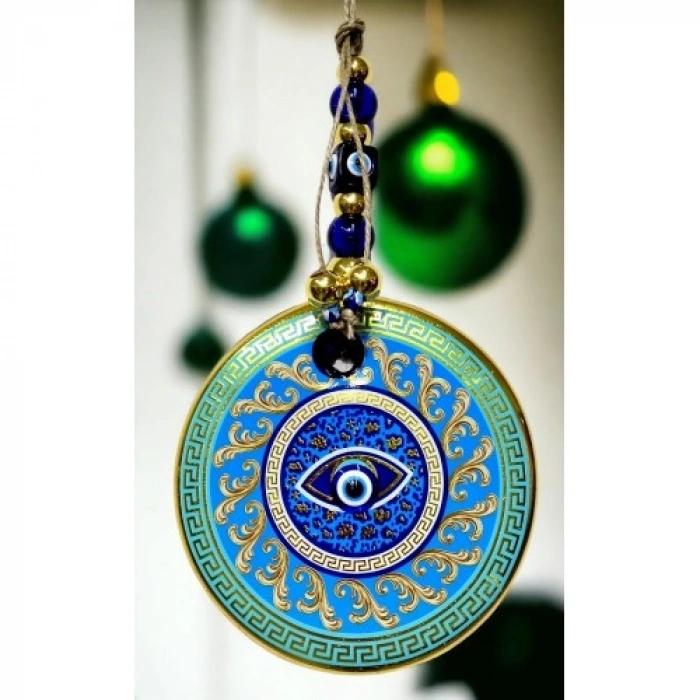 VipMarketim Yaldızlı Turkuaz Renk Duvar Süsü Cam Duvar Dekoru