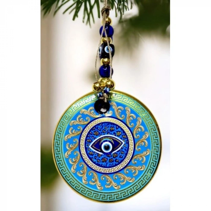 VipMarketim Yaldızlı Turkuaz Renk Duvar Süsü Cam Duvar Dekoru