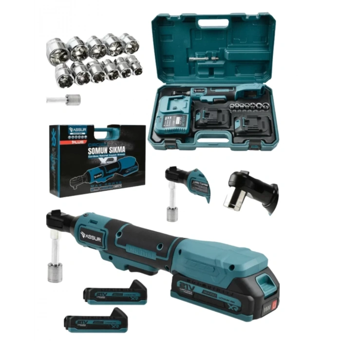 VipMarketim Yandan Sıkma Somun Uyumlu Akülü Cırcır Kolu 21V Güçlü Tork