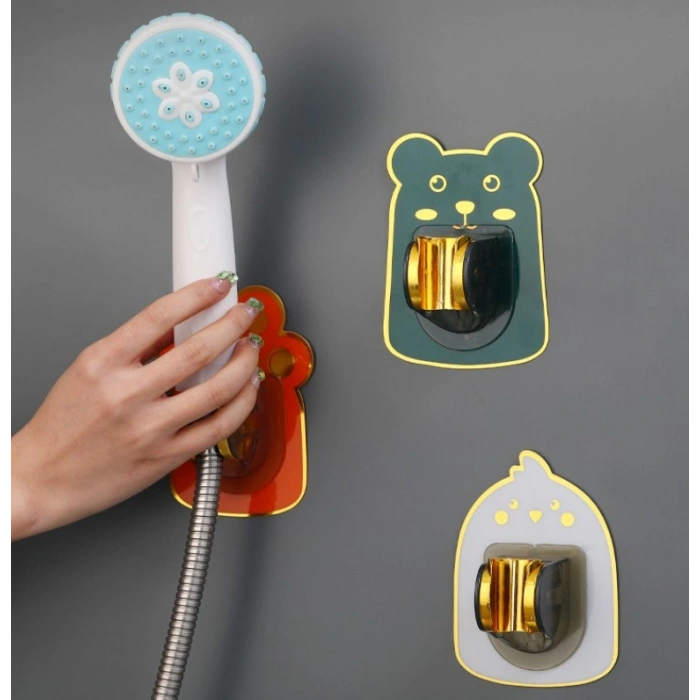 VipMarketim Yapışkanlı Hayvan Figürlü Hareketli Duş Başlığı Tutucu