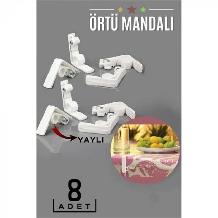 VipMarketim Yaylı Masa Örtüsü Mandalı 8 ADET