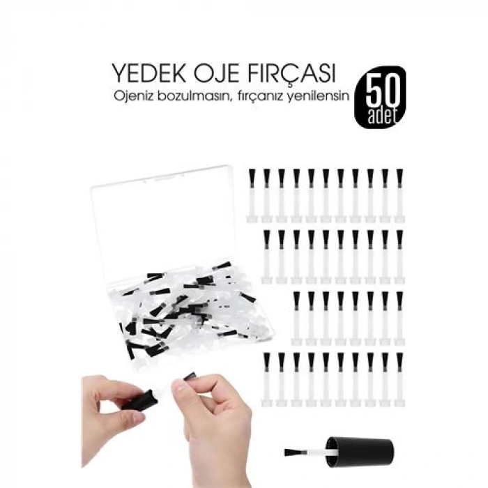 VipMarketim Yedek Oje Fırçası 50li Aplikatörlü Set - Tırnak Cila Fırçası