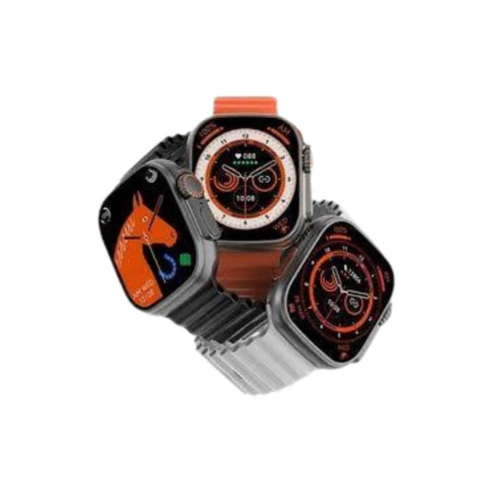 VipMarketim Yeni Model Akıllı Saat Ultra Smart Watch Gümüş Kasa 45mm Titreşim