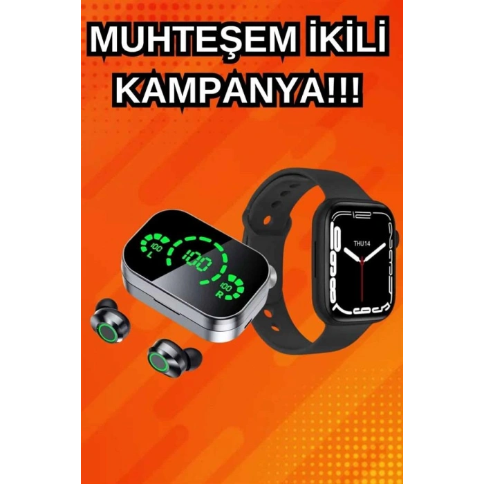VipMarketim Yeni Nesil Akıllı Saat ve Ucuz Kaliteli Bluetooth Kablosuz Kulaklık Amoled Ekran