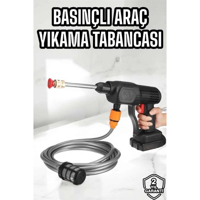 VipMarketim Yeni Nesil Araç Yıkama Şarjlı Tabancası Basınçlı Su Hazneli