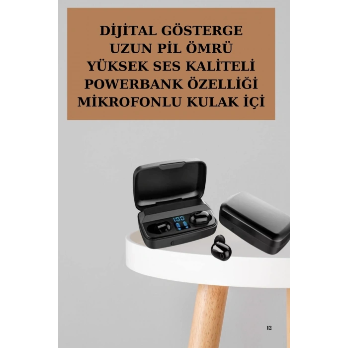VipMarketim Yeni Nesil TWS Kablosuz Kulaklık Güçlü Batarya Yüksek Kalite Bluetooth 5.0 ANC Özelliği